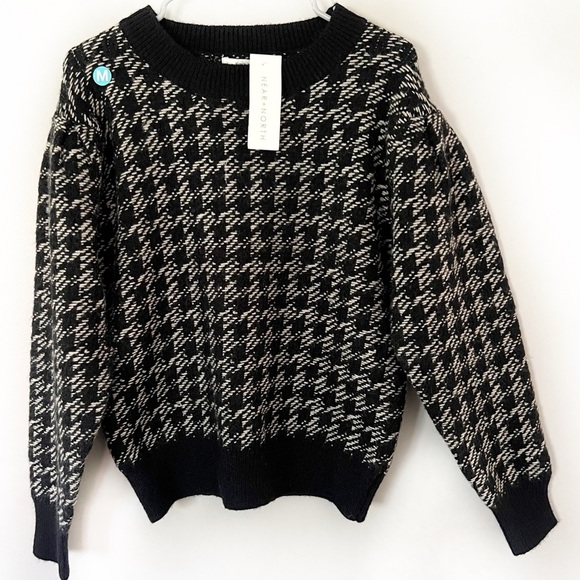 NWT Lush Houndstooth Crew Neck Sweater Medium Preppy Academia Office Career - Picture 11 of 11